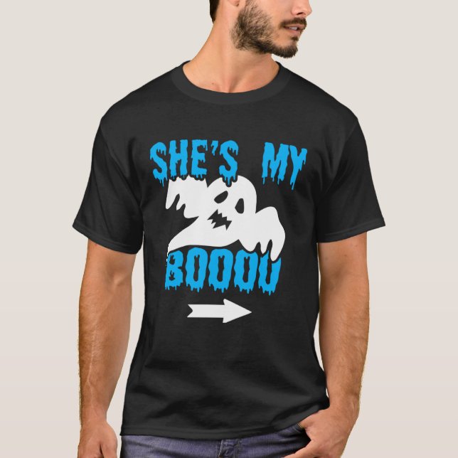 T-shirt Halloween Couples She s My Boo Ghost (Devant)