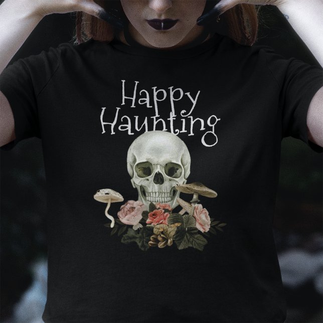 T-shirt Halloween Crâne Haunted Forest femmes noir (Créateur téléchargé)