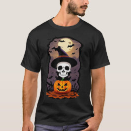 T-shirt Halloween crâne orang citrouille Basic Dark T-Shir