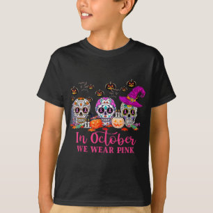 T-shirt Halloween Crâne sucre cancer du sein En Octobre No