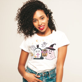 T-SHIRT HALLOWEEN CUTE ÉFFRAYANT GRAVEYARD GHOSTS PERSONNA