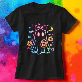 T-shirt Halloween Cute Neon Ghost Black