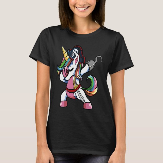 T-shirt Halloween Dabbing Cute Pirate Unicorn Apparel Kids (Devant)