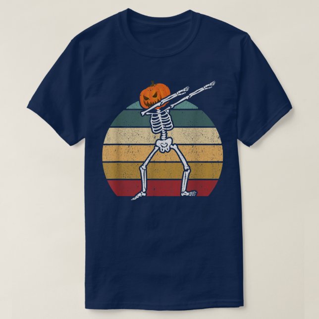 T-shirt Halloween Dabbing Skeleton Citrouille d'horreur Ja (Design devant)