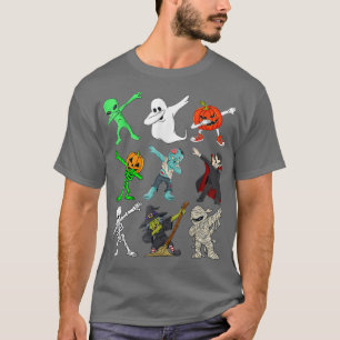 T-shirt Halloween Dabbing Skeleton sorcière et monstres Fu