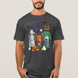 T-shirt Halloween Dachshund Chien Sorcière effrayante Hall