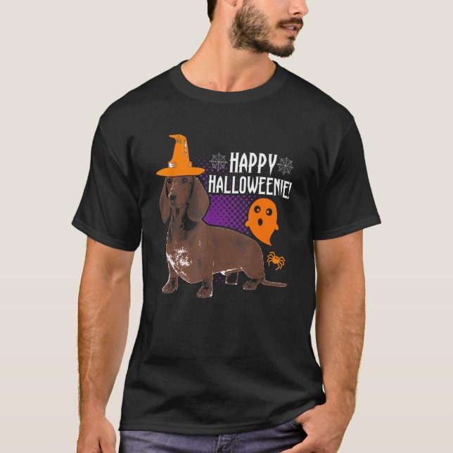 T-shirt Halloween Dachshund Hommes Femmes Enfants Joyeux H (Devant)