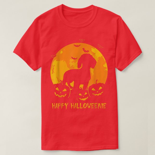 T-shirt Halloween Dachshund Jack O Lantern Dog Pumpkin Fun (Design devant)