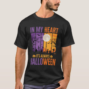 T-shirt Halloween Dans Mon Cœur Cimetière Squelettique