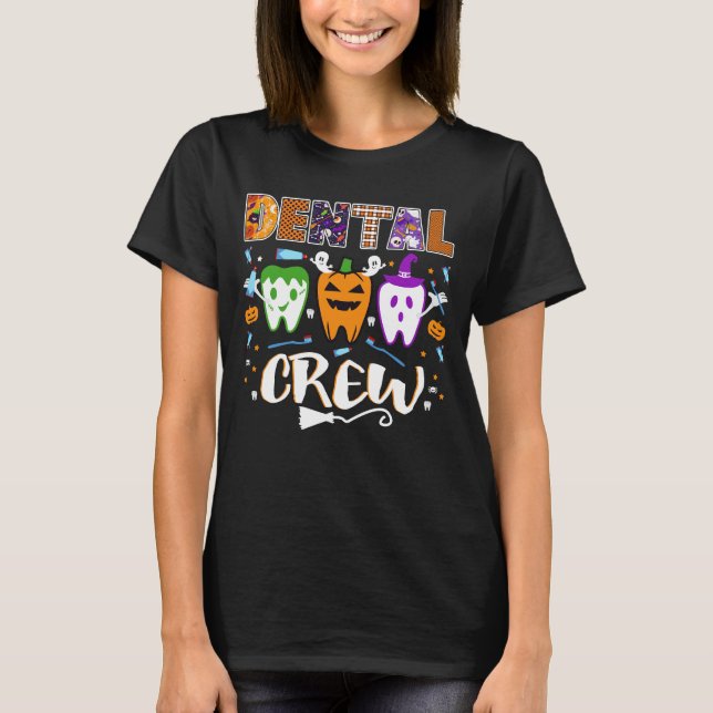 T-shirt Halloween de l'équipage du boitier dentaire (Devant)