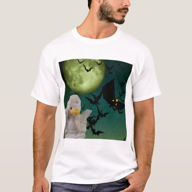 T-shirt Halloween de maman, chauve-souris et lune (Devant)