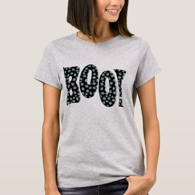 T-shirt Halloween Déplaisants Citrouilles blancs 'BOO' (Devant)