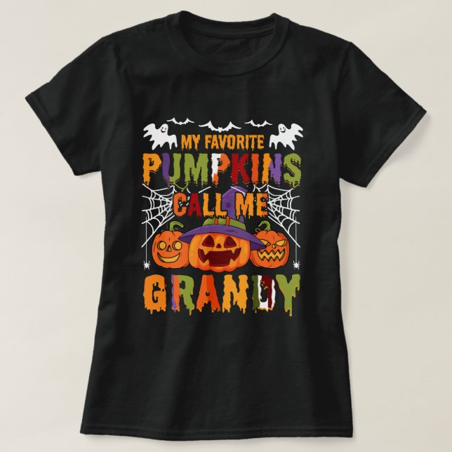 T-shirt Halloween des fêtes : Mes Citrouilles préférés m'a (Design devant)