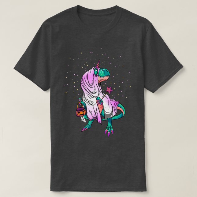 T-shirt Halloween Dinosaur Fée avec recherche de baguette  (Design devant)