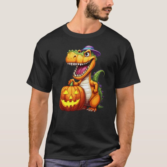 T-shirt Halloween Dinosaur Pumpkin (Devant)