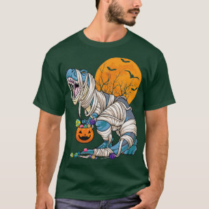 T-shirt Halloween Dinosaur T Rex maman Citrouille Candy Bo