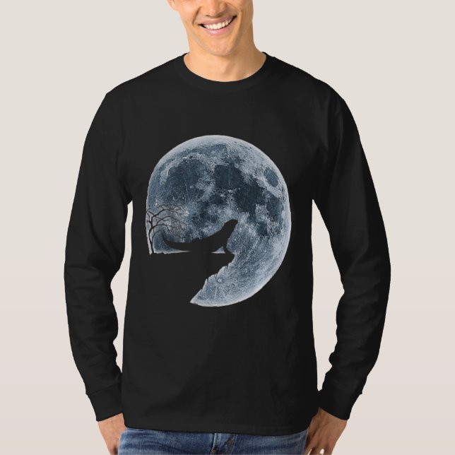 T-shirt Halloween Dragon à poils Costume Lune Silhouette (Devant)