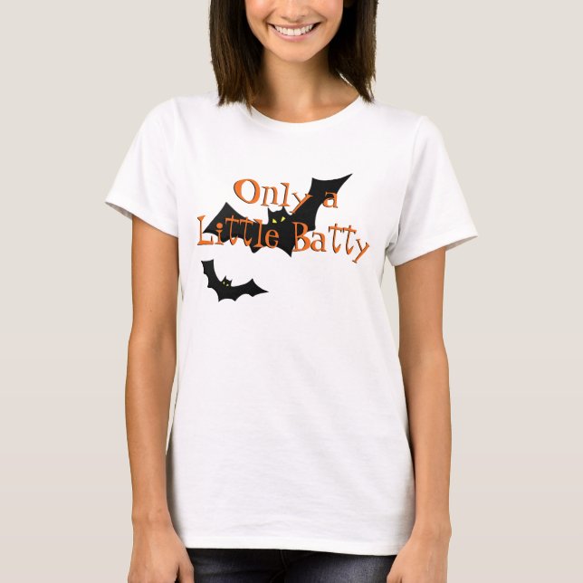 T-shirt Halloween drôle manie la batte un petit noir (Devant)