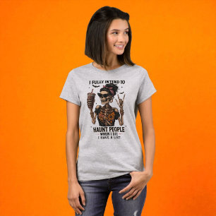 T-shirt Halloween Drôle Skeleton hanté