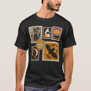 T-shirt Halloween Éffrayant temps Postal Timbres Fantômes