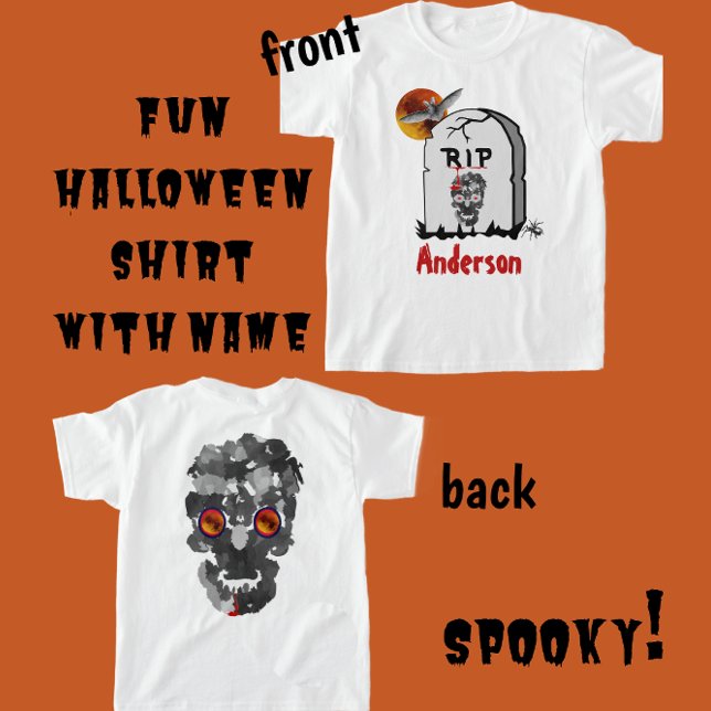 T-shirt Halloween effrayant Tombstone, chauve-souris, crân (Créateur téléchargé)