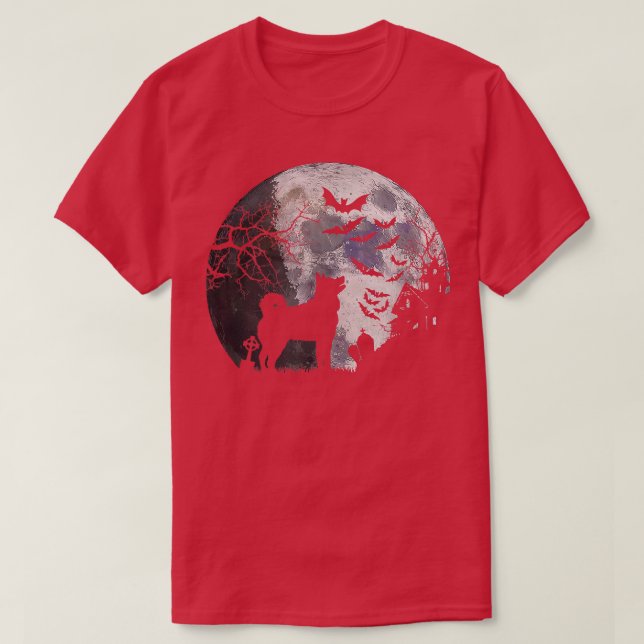 T-shirt Halloween Elkhound, Graves, Aquarelle Moon & Haun (Design devant)