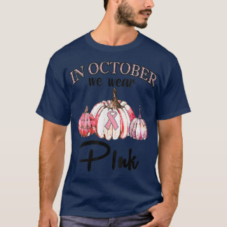 T-shirt Halloween En Octobre Nous Portons Pink Citrouille
