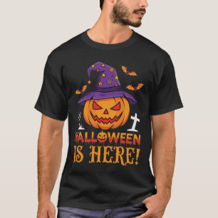 T-shirt Halloween Est Là Sorcière Citrouille Vecteur