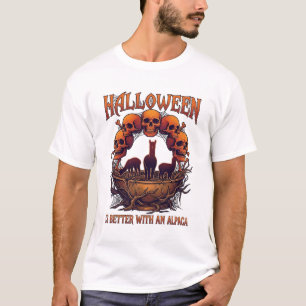 T-shirt Halloween est meilleur Alpaca crânes orange araign