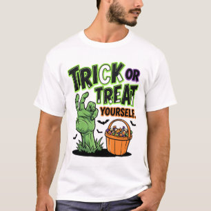 T-shirt Halloween Faites-vous un Tour en Main de Zombie
