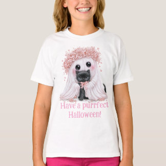 T-shirt Halloween Fantôme de Chat Noir Mignon
