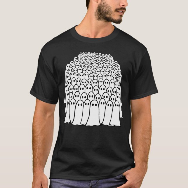 T-shirt Halloween Fantôme Foule-Amusante Fantômes D'Horreu (Devant)