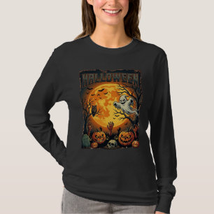 T-shirt Halloween Fantôme Pleine Lune Jack Lanterns Zombie