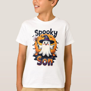 T-shirt Halloween Fils Éffrayant Fils Fantôme avec Casquet