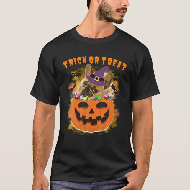 T-shirt Halloween French Bulldog Lover, Funny Pugkin Pump (Devant)