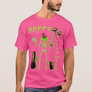 T-shirt Halloween Fun Pan Citrouille Skeleton Outdoor Desi