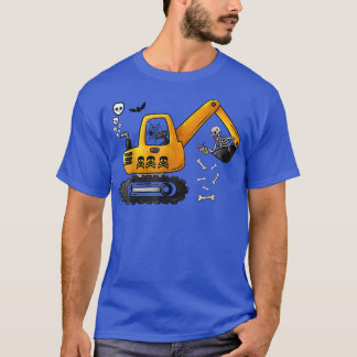 T-shirt Halloween Funny Skeleton Excavateur de camion Drôl