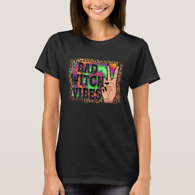 T-shirt Halloween Ghost Bad Witch Vibes Éffrayantes Leopar (Devant)