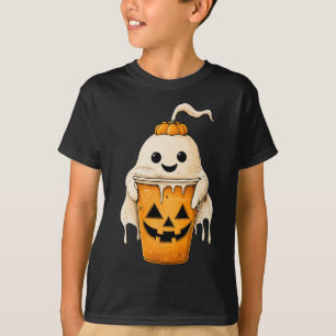 T-shirt Halloween Ghost Iced Café avec Citrouille Fun Spoe