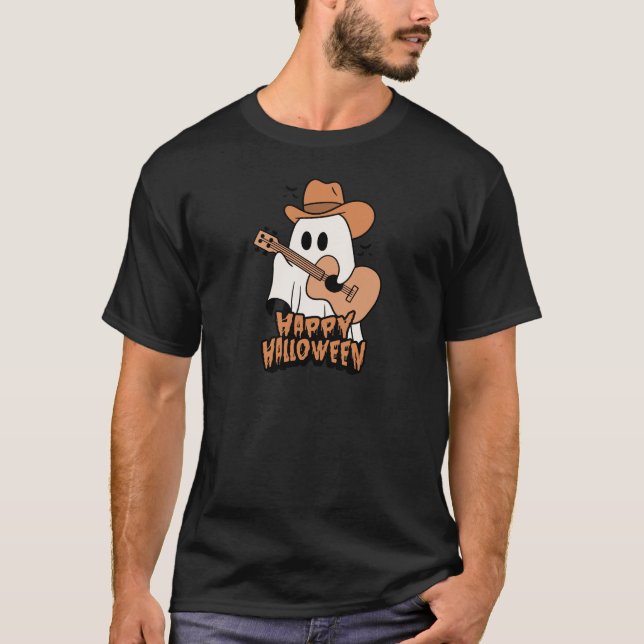T-shirt Halloween | Ghost Jouer de la guitare | Halloween  (Devant)