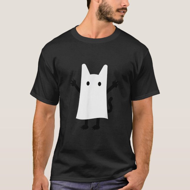 T-shirt Halloween Ghost Kitten  (Devant)