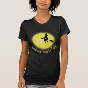 T-shirt Halloween Girly Flying Witch Pleine lune lunatique