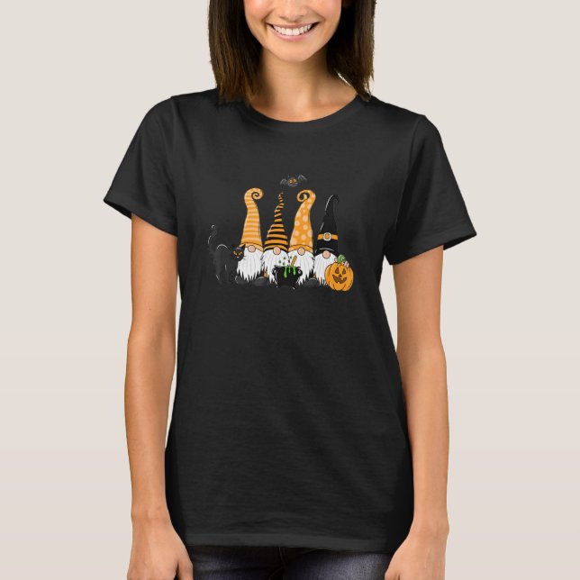T-shirt Halloween Gnomes Chat noir Halloween Gnome Camion  (Devant)