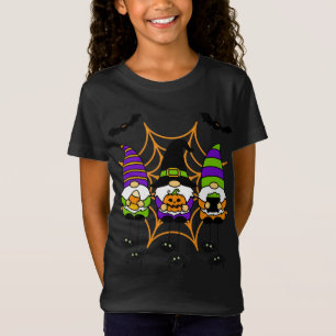 T-Shirt Halloween Gnomes Dans Spiderweb Avec Araignées Bat