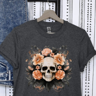 T-shirt Halloween gothique vintage floral crâne