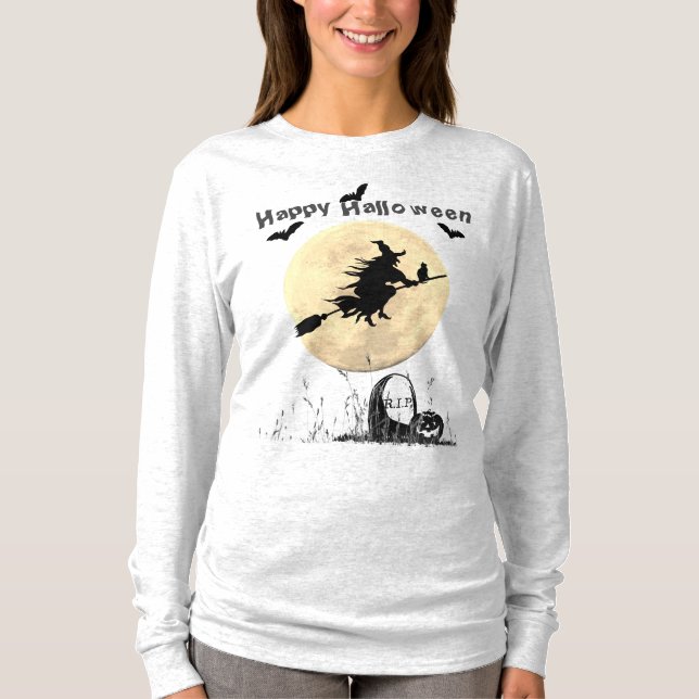 T-shirt Halloween Gray Long Sleeve (Devant)