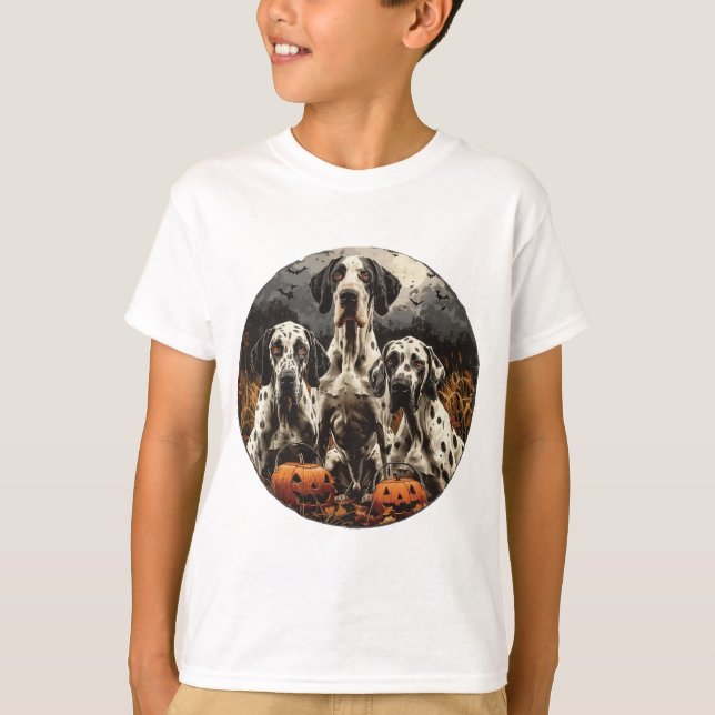 T-shirt Halloween Great Dane Dogs Jack-o'-lantern (Devant)