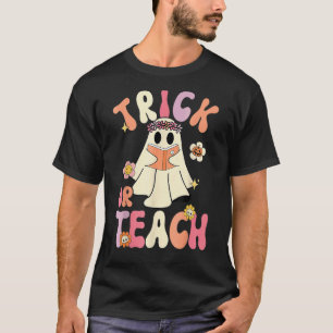 T-shirt Halloween Groovy Trick Or Teach Rétro Fantôme Flor