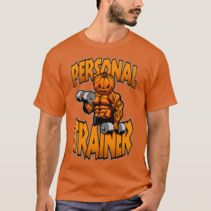 T-shirt Halloween Gym Personal Trainer Citrouille Dumbbell