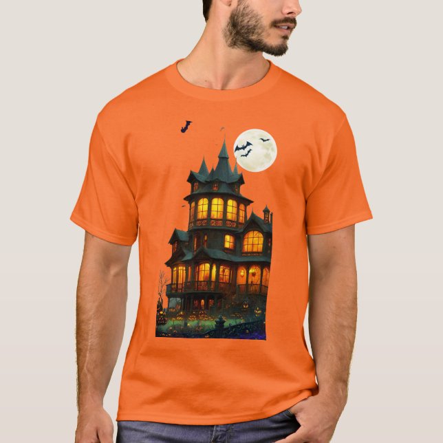 T-shirt Halloween Haunted House (Devant)